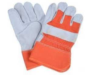 Front side view of Leather, canvas or metal mesh safety gloves