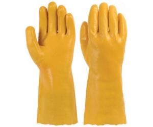 Front side view of Polyvinyl chloride Safety Gloves